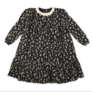 Noma Black Tiered Dress With Crochet Collar